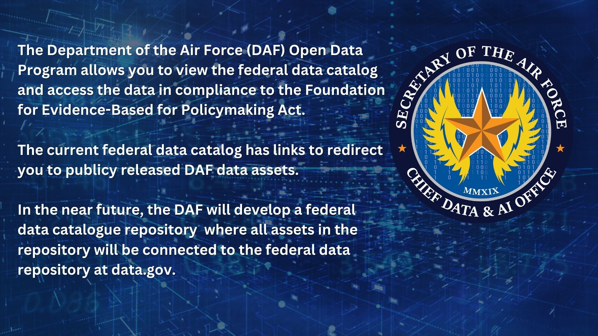 Graphic summarizing the Department of the Air Force Open Data Program